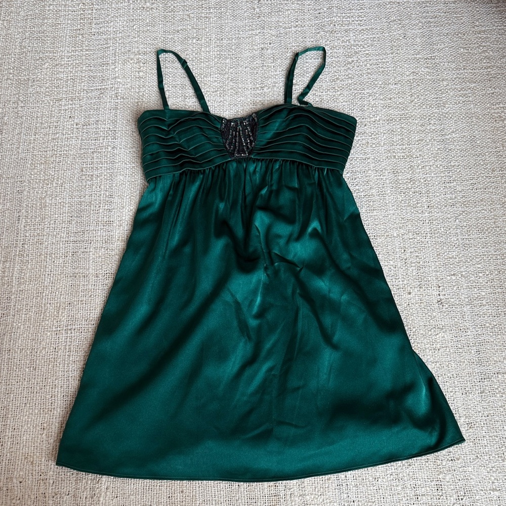 BCBGMaxAzria Green Satin Dress